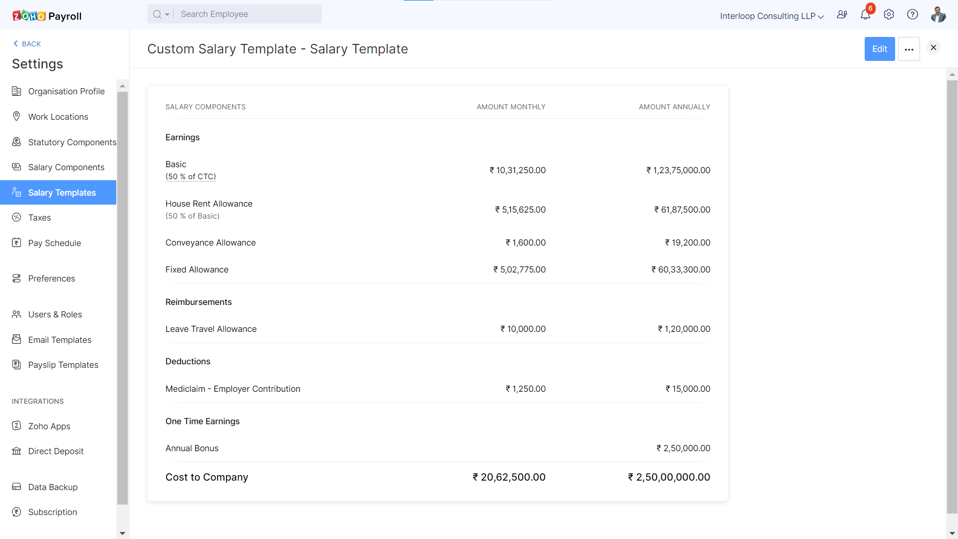 Custom Salary Structure - Salary Templates